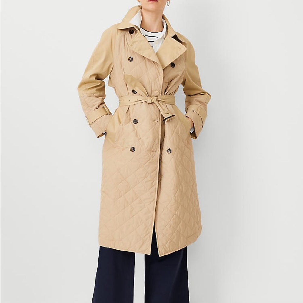 Ann Taylor Weekend, Mixed Media Trench Coat, Size Small NEW